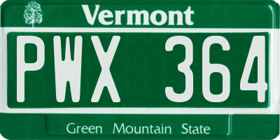 VT license plate PWX364