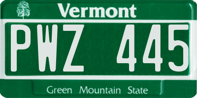 VT license plate PWZ445