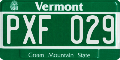 VT license plate PXF029