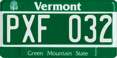 VT license plate PXF032