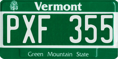 VT license plate PXF355