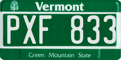 VT license plate PXF833