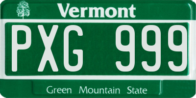 VT license plate PXG999