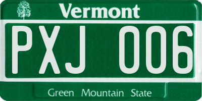 VT license plate PXJ006
