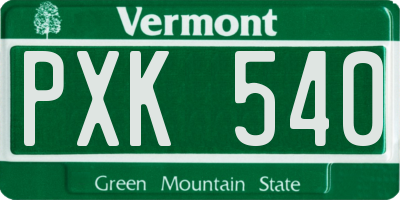 VT license plate PXK540