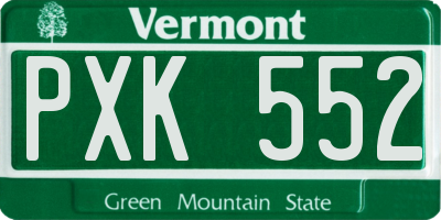 VT license plate PXK552
