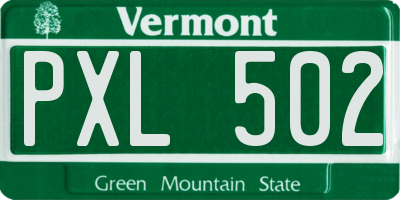 VT license plate PXL502