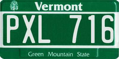 VT license plate PXL716