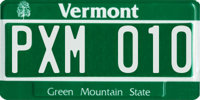 VT license plate PXM010