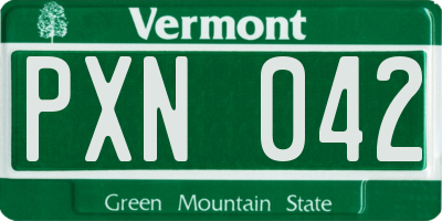 VT license plate PXN042