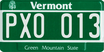 VT license plate PXO013