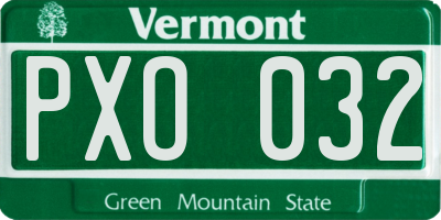 VT license plate PXO032