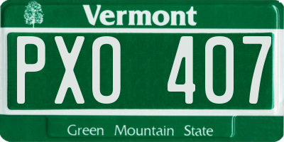 VT license plate PXO407