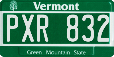 VT license plate PXR832