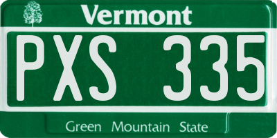 VT license plate PXS335