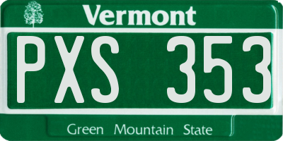 VT license plate PXS353