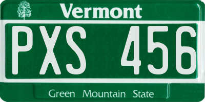 VT license plate PXS456