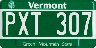 VT license plate PXT307