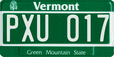 VT license plate PXU017