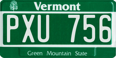 VT license plate PXU756