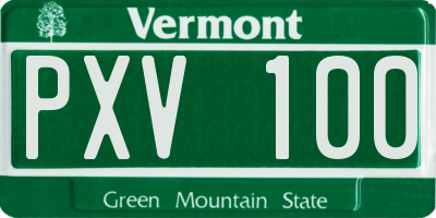 VT license plate PXV100
