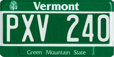 VT license plate PXV240