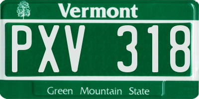 VT license plate PXV318