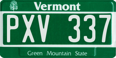 VT license plate PXV337
