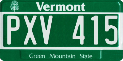 VT license plate PXV415