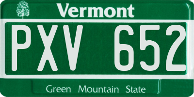 VT license plate PXV652