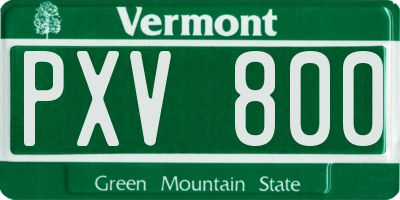 VT license plate PXV800