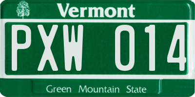 VT license plate PXW014