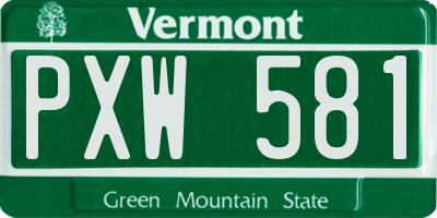 VT license plate PXW581