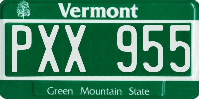 VT license plate PXX955