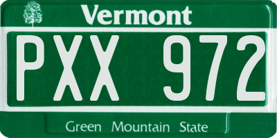 VT license plate PXX972