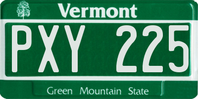 VT license plate PXY225