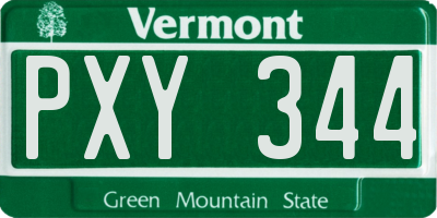 VT license plate PXY344