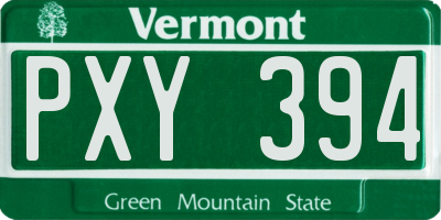 VT license plate PXY394