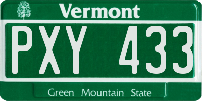 VT license plate PXY433