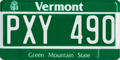 VT license plate PXY490