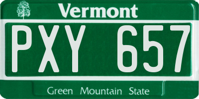 VT license plate PXY657