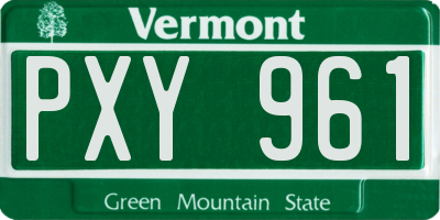 VT license plate PXY961