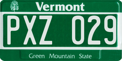 VT license plate PXZ029