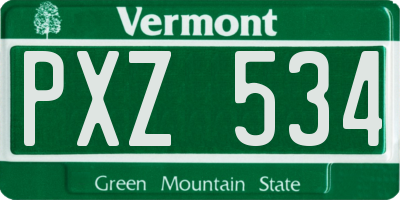 VT license plate PXZ534