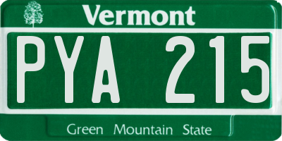VT license plate PYA215