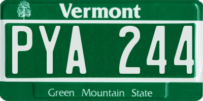VT license plate PYA244
