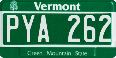 VT license plate PYA262