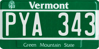 VT license plate PYA343