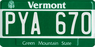 VT license plate PYA670