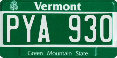 VT license plate PYA930